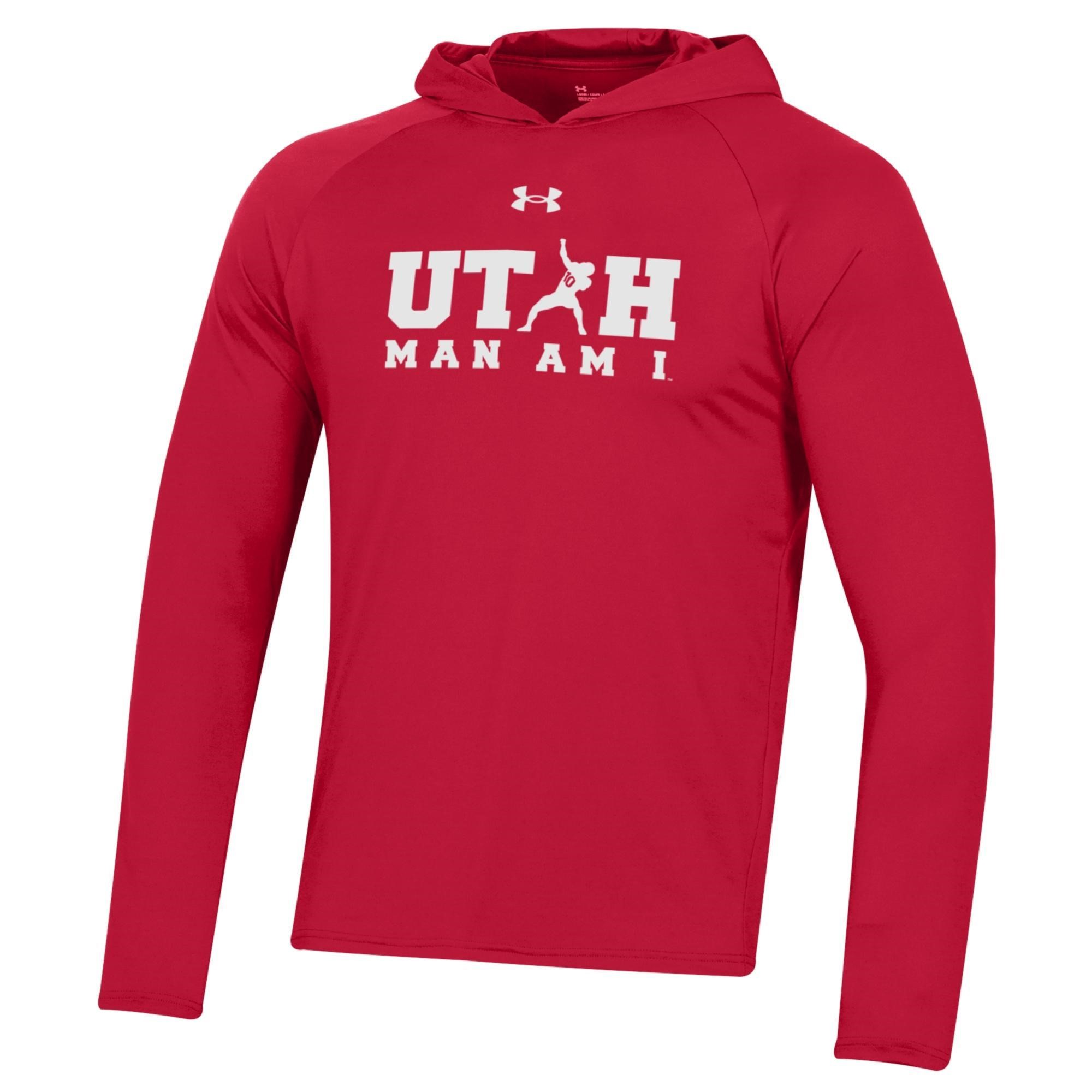 Red Utah Man Long Sleeve hood