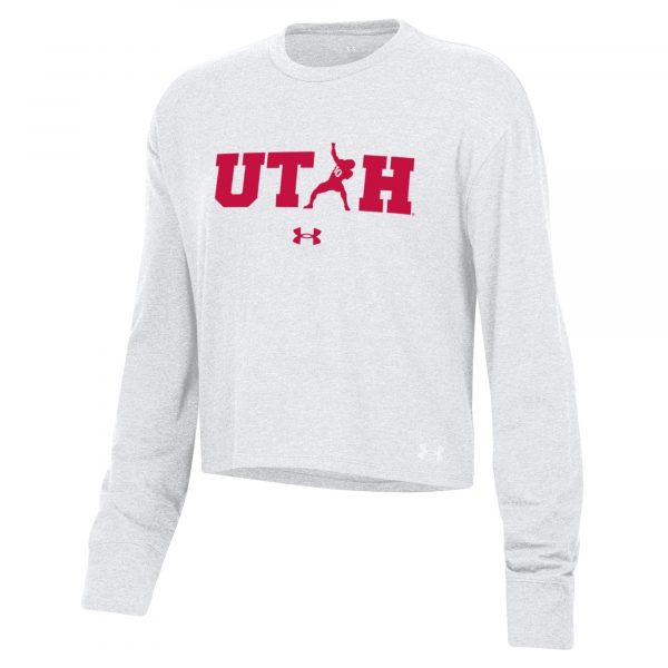 Women's White Utah Crop Long Sleeve