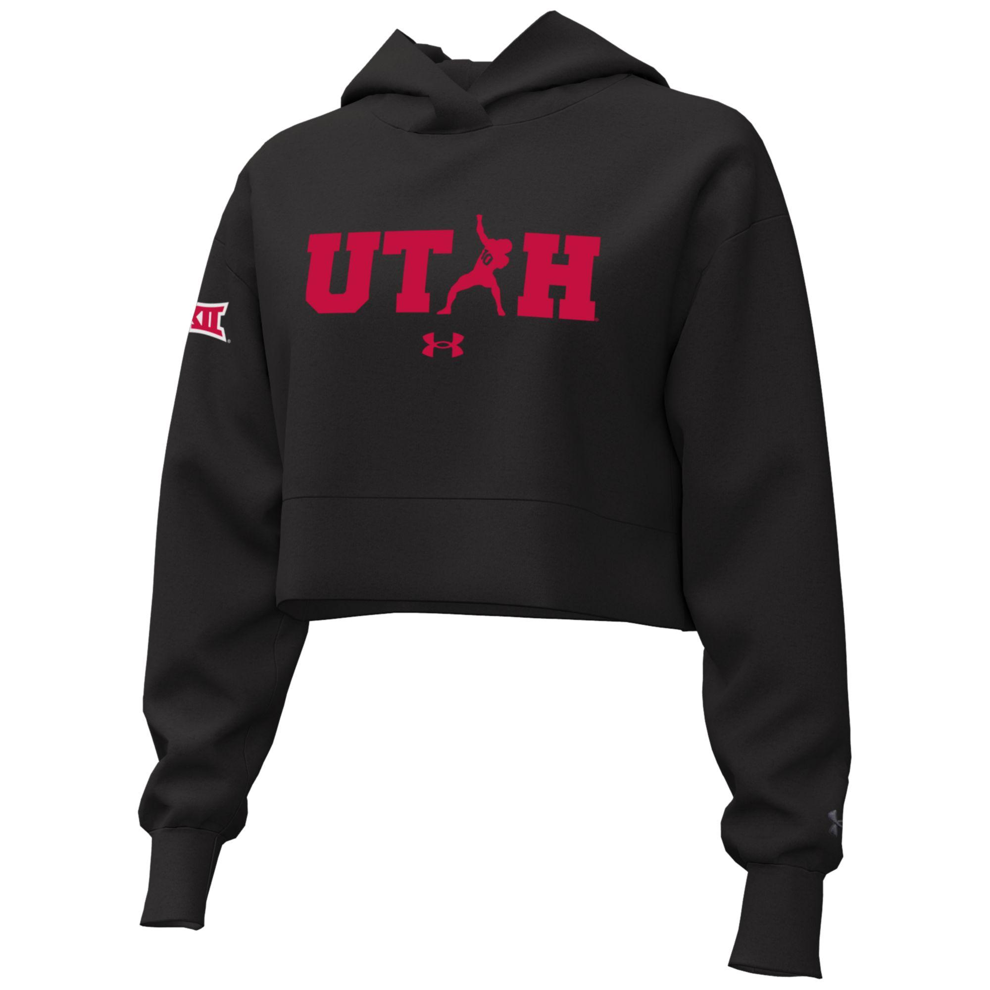 Black Utah Womens Crop Hoodie