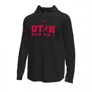 Black Utah Man Tech-Stretch Long Sleeve Hood